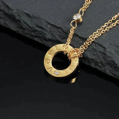 [Super CiCi ]LOVE NECKLACE 16MM 2 DIAMONDS