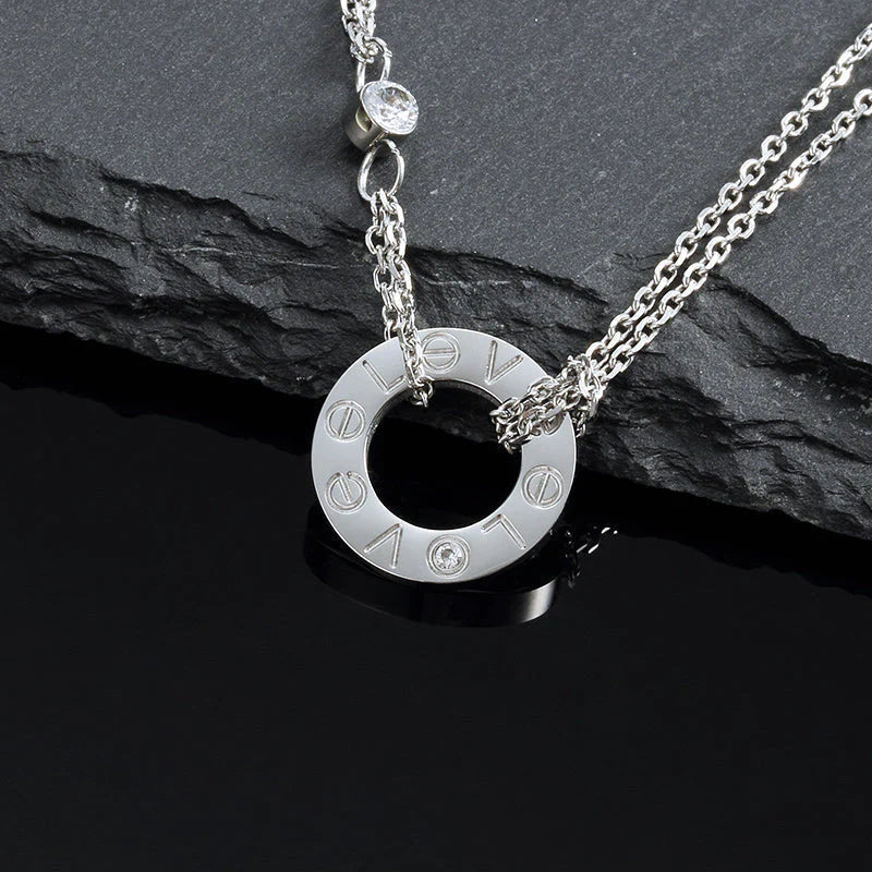 [Super CiCi ]LOVE NECKLACE 16MM 2 DIAMONDS