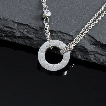 [Super CiCi ]LOVE NECKLACE 16MM 2 DIAMONDS