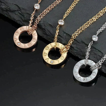 [Super CiCi ]LOVE NECKLACE 16MM 2 DIAMONDS