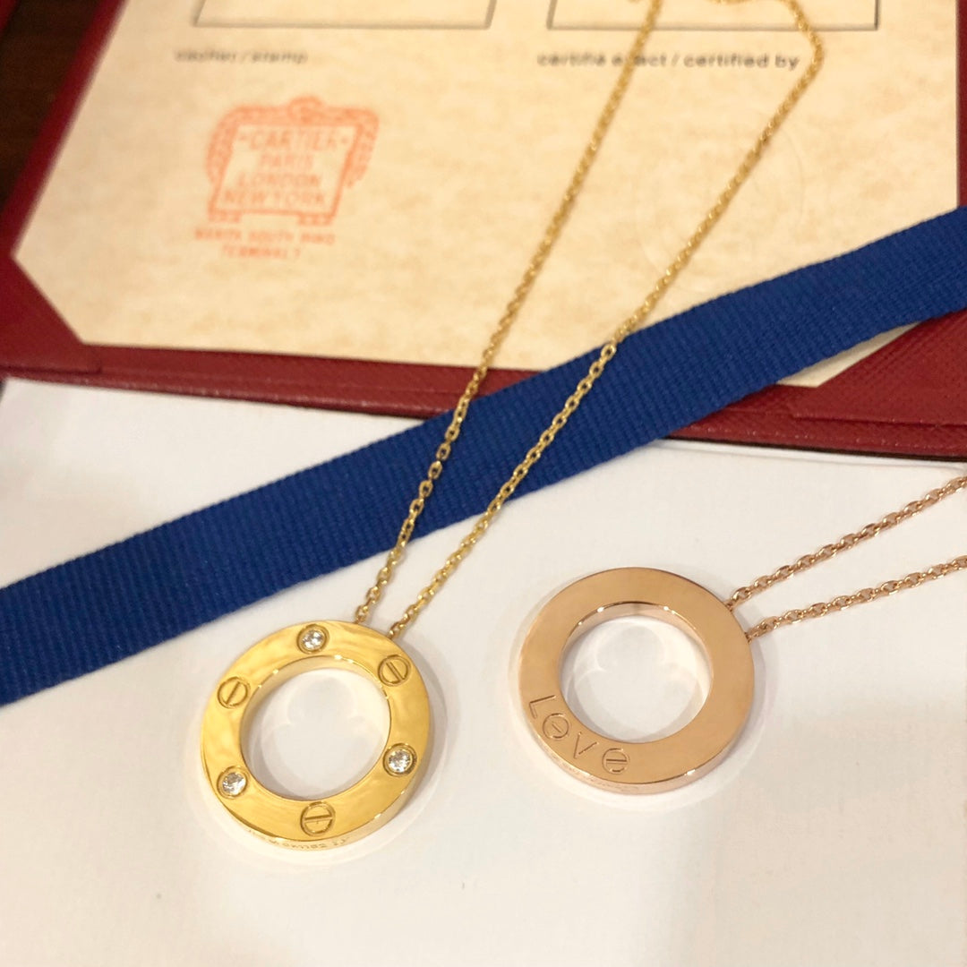 [Super CiCi ]LOVE NECKLACE 16MM 3 DIAMONDS