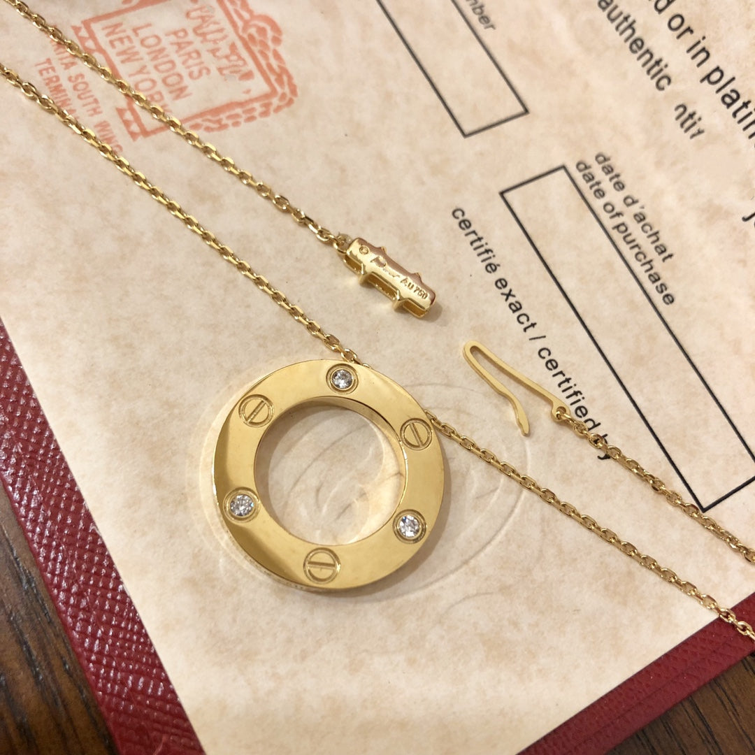 [Super CiCi ]LOVE NECKLACE 16MM 3 DIAMONDS