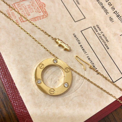 [Super CiCi ]LOVE NECKLACE 16MM 3 DIAMONDS