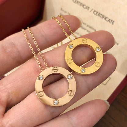 [Super CiCi ]LOVE NECKLACE 16MM 3 DIAMONDS
