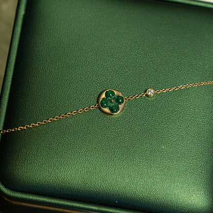 [Super CiCi ]SUN MALACHITE 1 DIAMOND PINK GOLD BRACELET