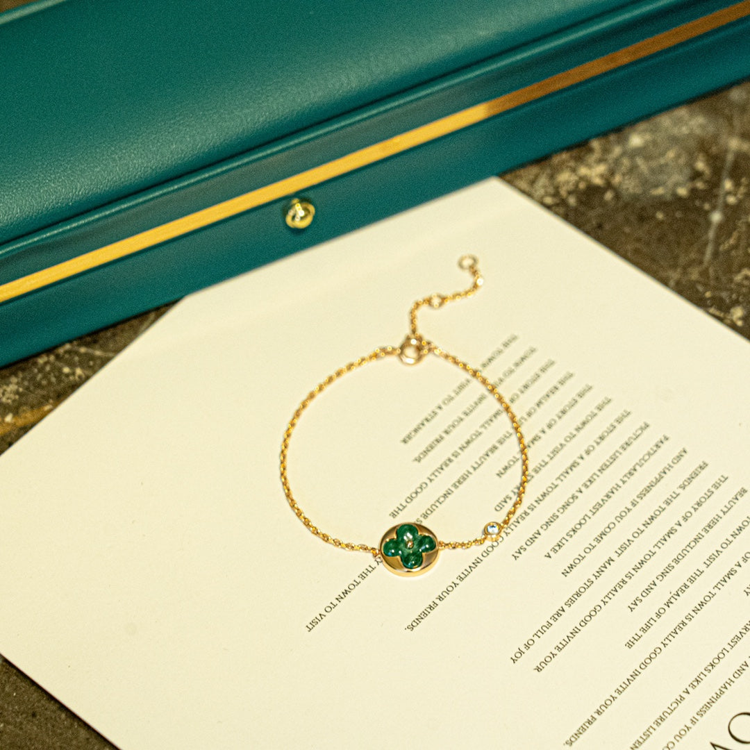 [Super CiCi ]SUN MALACHITE 1 DIAMOND PINK GOLD BRACELET