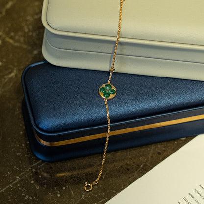 [Super CiCi ]SUN MALACHITE 1 DIAMOND PINK GOLD BRACELET