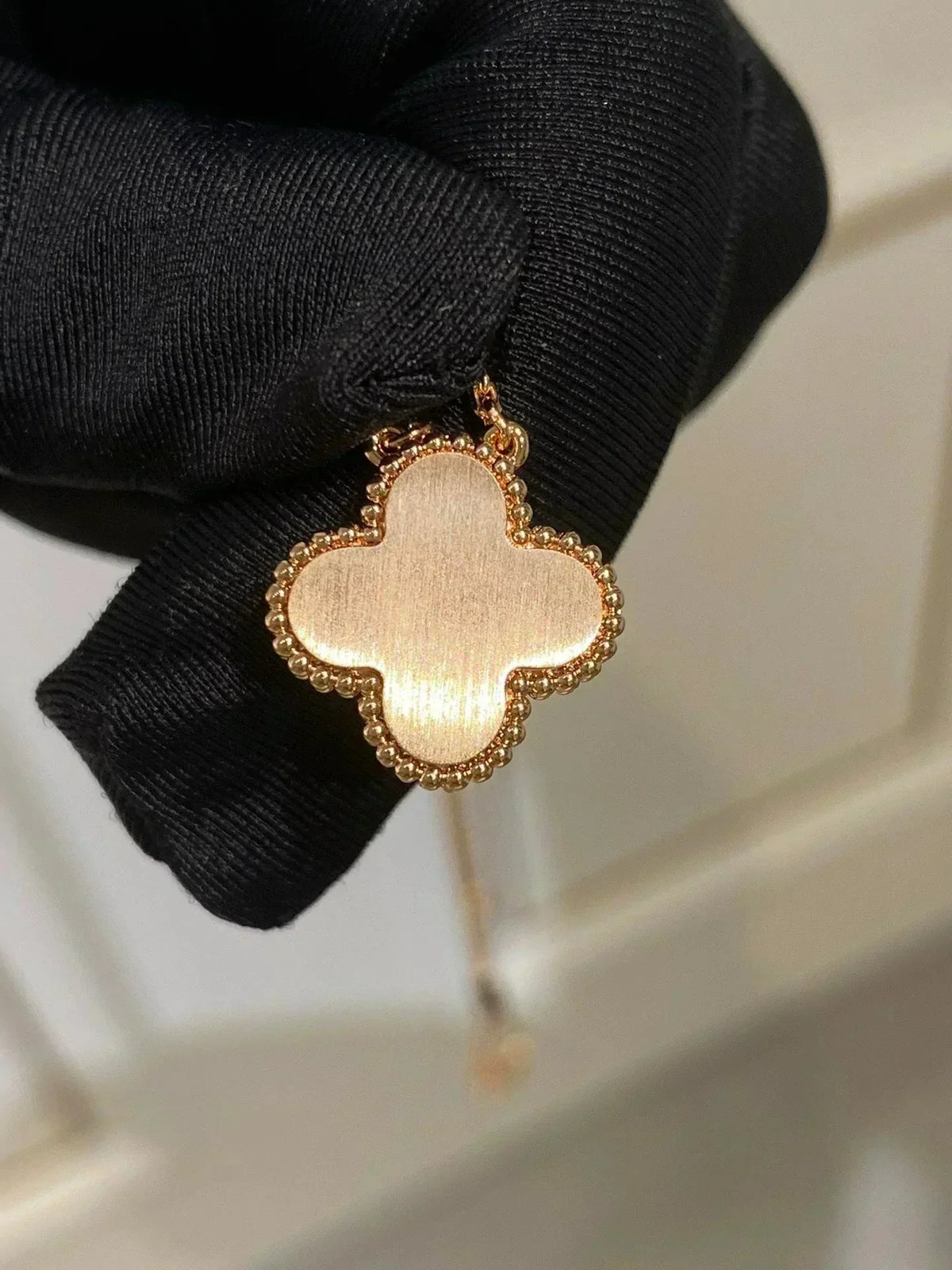 [Super CiCi ]CLOVER 15MM DIAMOND RHODONITE NECKLACE