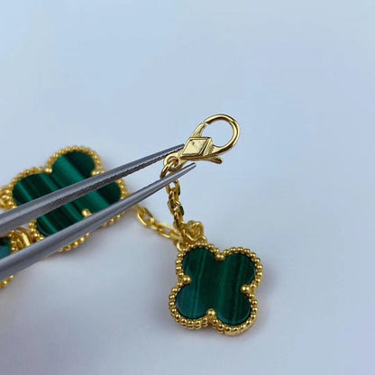 [Super CiCi ]MAGIC CLOVER MALACHITE GOLD BRACELET 5 MOTIFS