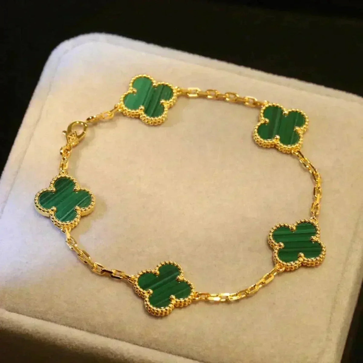 [Super CiCi ] CLOVER 5 MOTIF MALACHITE BRACELET COLLECTION