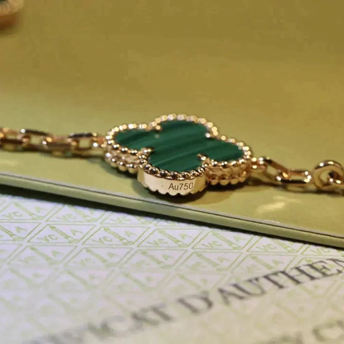 [Super CiCi ] CLOVER 5 MOTIF MALACHITE BRACELET COLLECTION