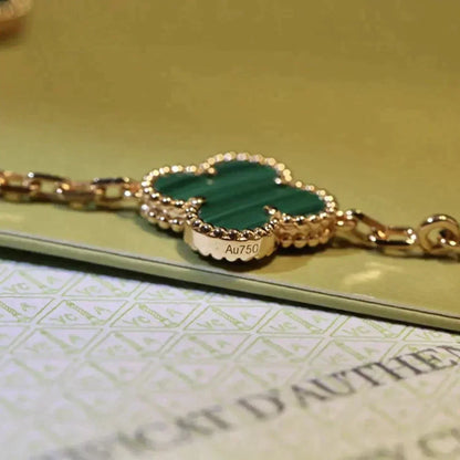 [Super CiCi ] CLOVER 5 MOTIF MALACHITE BRACELET COLLECTION