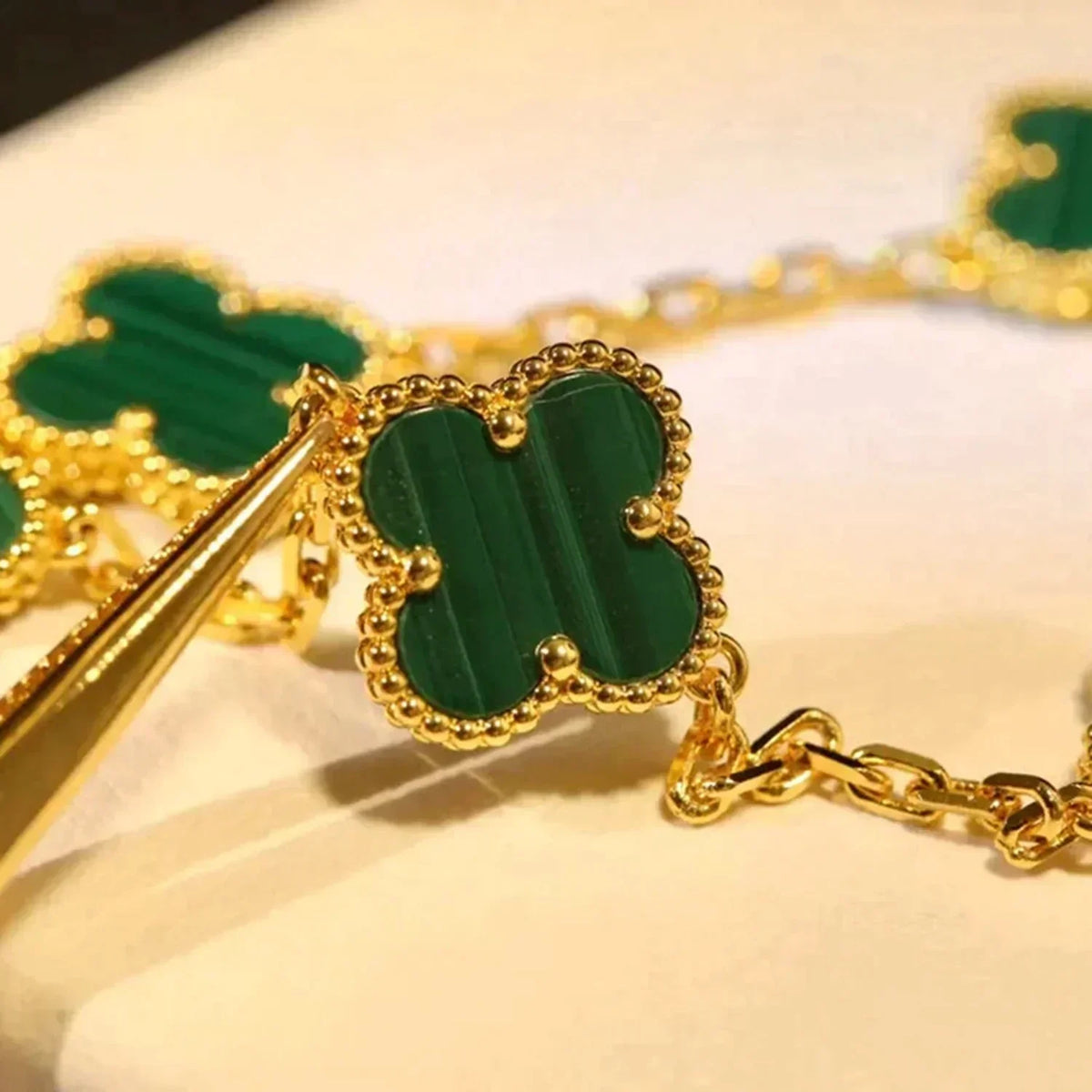 [Super CiCi ] CLOVER 5 MOTIF MALACHITE BRACELET COLLECTION