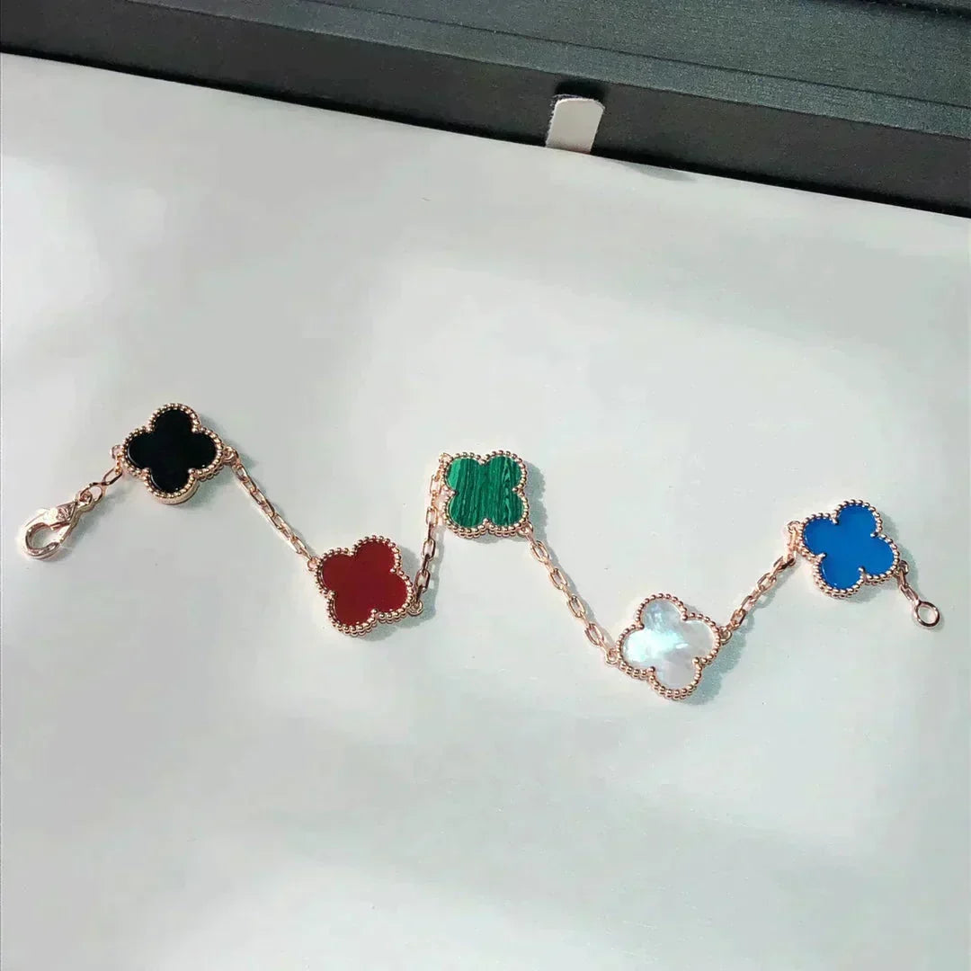 [Super CiCi ]CLOVER 5 MOTIFS MULTICOLOR BRACELET