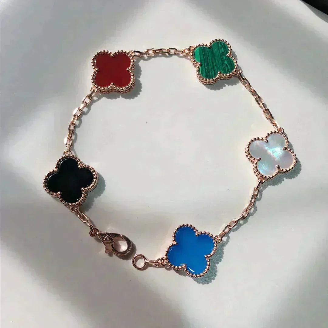 [Super CiCi ]CLOVER 5 MOTIFS MULTICOLOR BRACELET