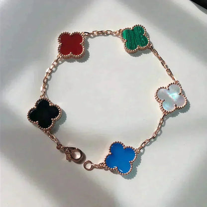 [Super CiCi ]CLOVER 5 MOTIFS MULTICOLOR BRACELET
