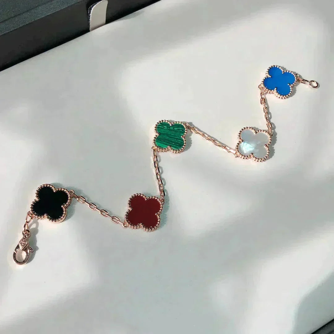[Super CiCi ]CLOVER 5 MOTIFS MULTICOLOR BRACELET
