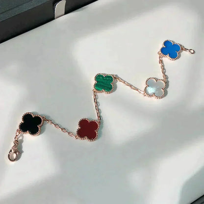 [Super CiCi ]CLOVER 5 MOTIFS MULTICOLOR BRACELET