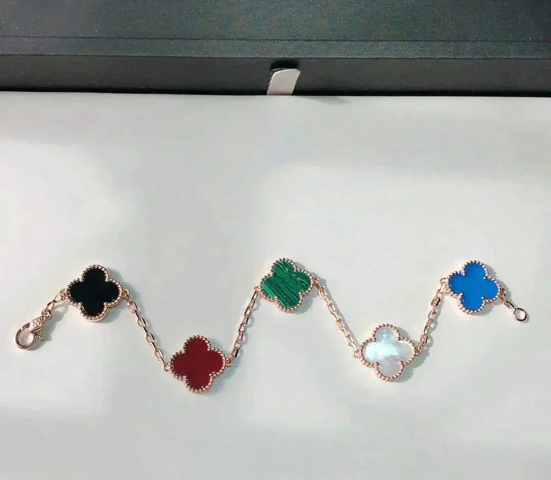 [Super CiCi ]CLOVER 5 MOTIFS MULTICOLOR BRACELET