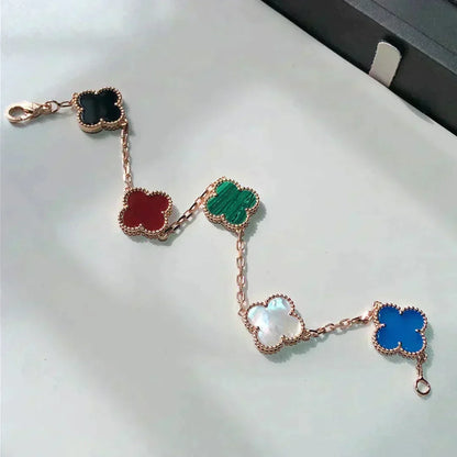 [Super CiCi ]CLOVER 5 MOTIFS MULTICOLOR BRACELET