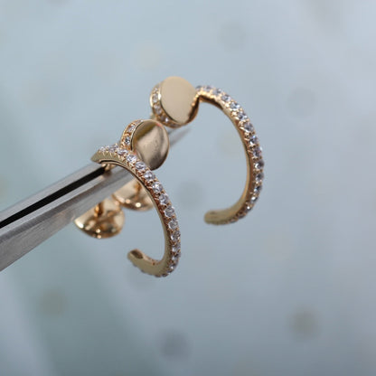 [Super CiCi ]JUSTE EARRINGS 12.75MM PINK GOLD DIAMOND