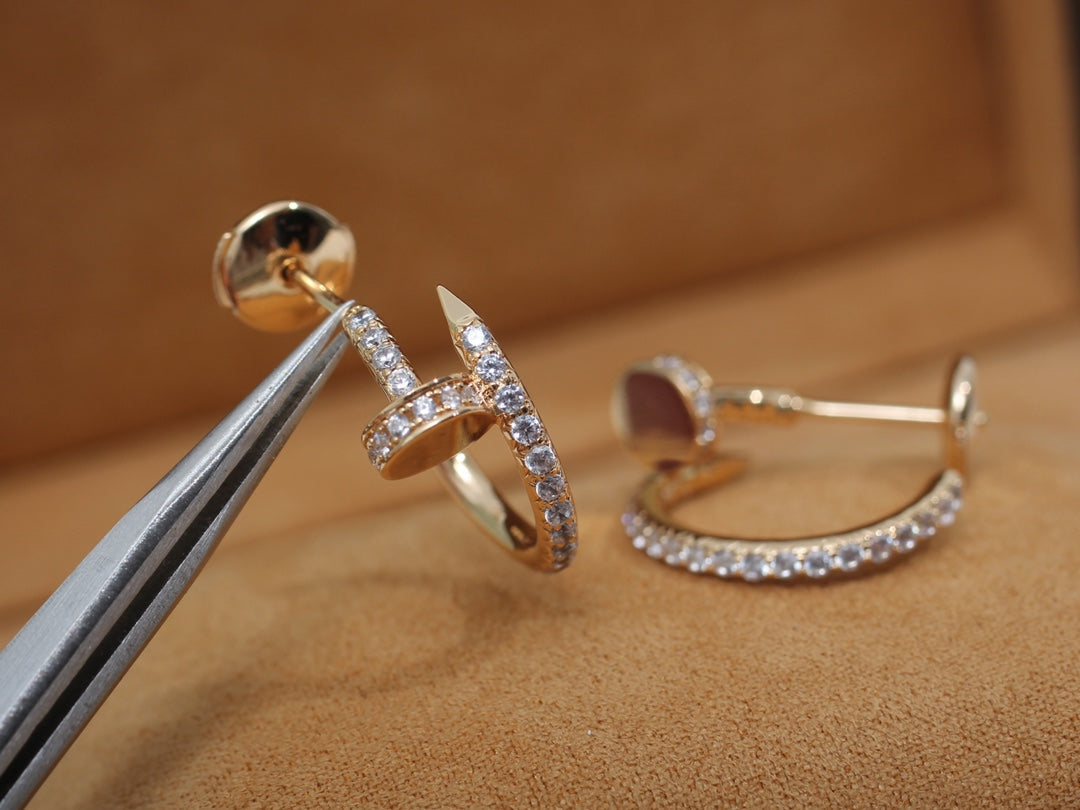 [Super CiCi ]JUSTE EARRINGS 12.75MM PINK GOLD DIAMOND