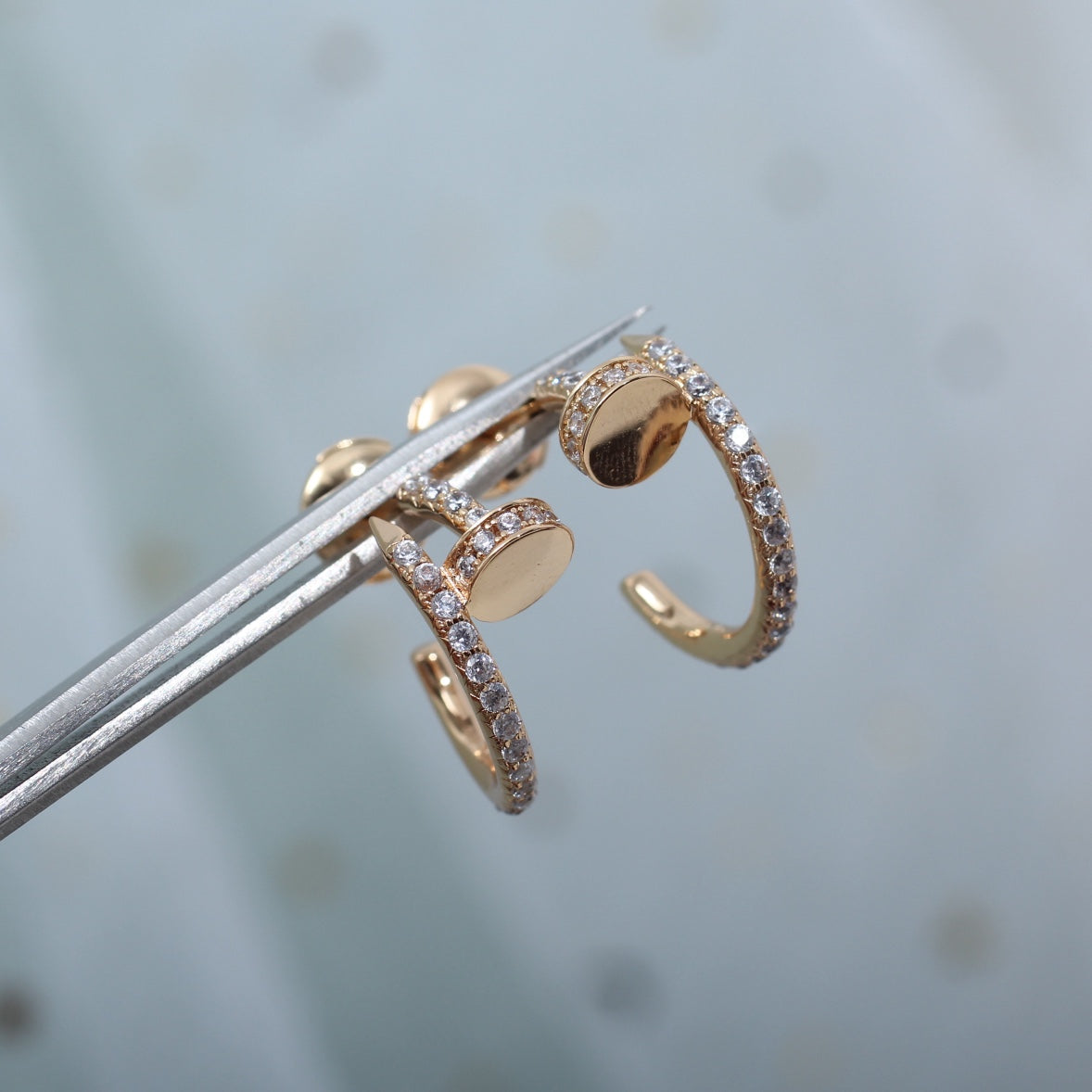 [Super CiCi ]JUSTE EARRINGS 12.75MM PINK GOLD DIAMOND