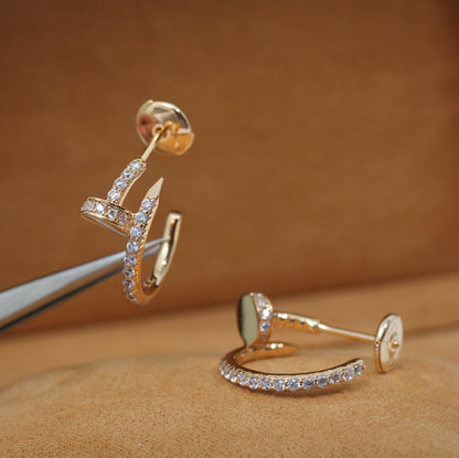 [Super CiCi ]JUSTE EARRINGS 12.75MM PINK GOLD DIAMOND
