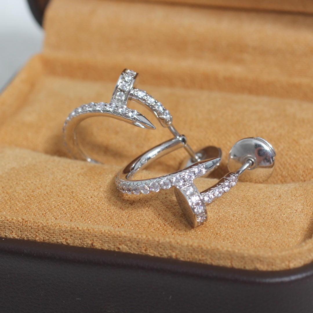 [Super CiCi ]JUSTE EARRINGS 12.75MM SILVER DIAMOND