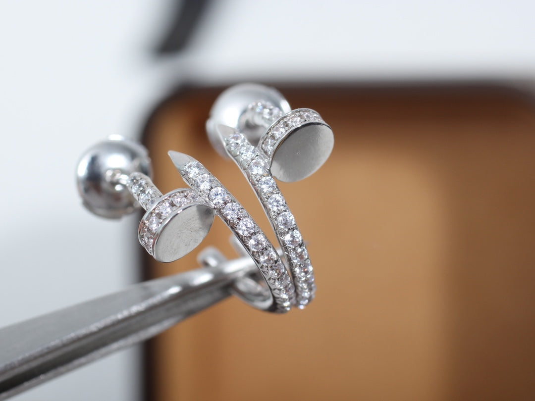 [Super CiCi ]JUSTE EARRINGS 12.75MM SILVER DIAMOND