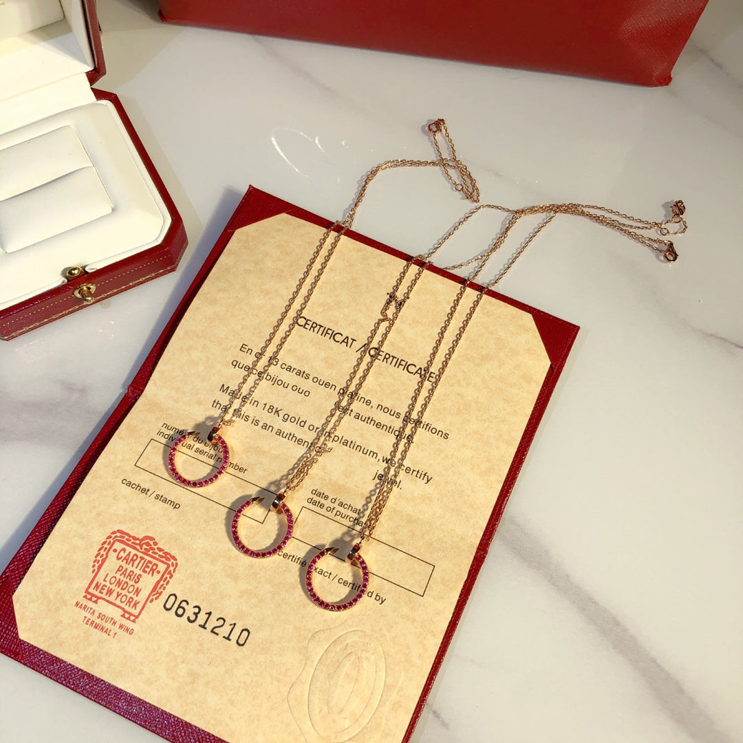 [Super CiCi ]JUSTE NECKLACE GOLD RED DIAMONDS