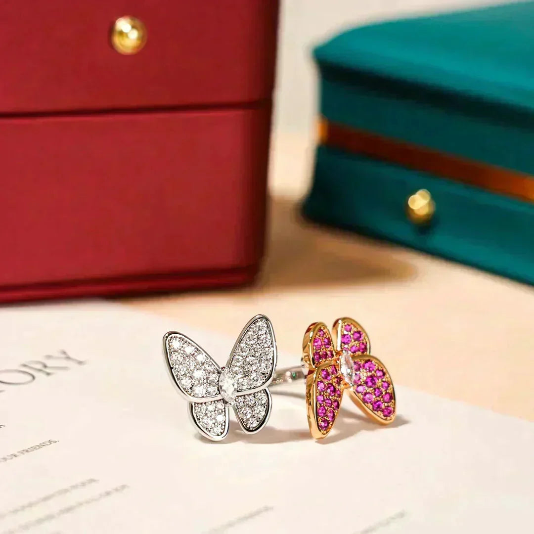 [Super CiCi ]TWIN BUTTERFLY DIAMOND RING