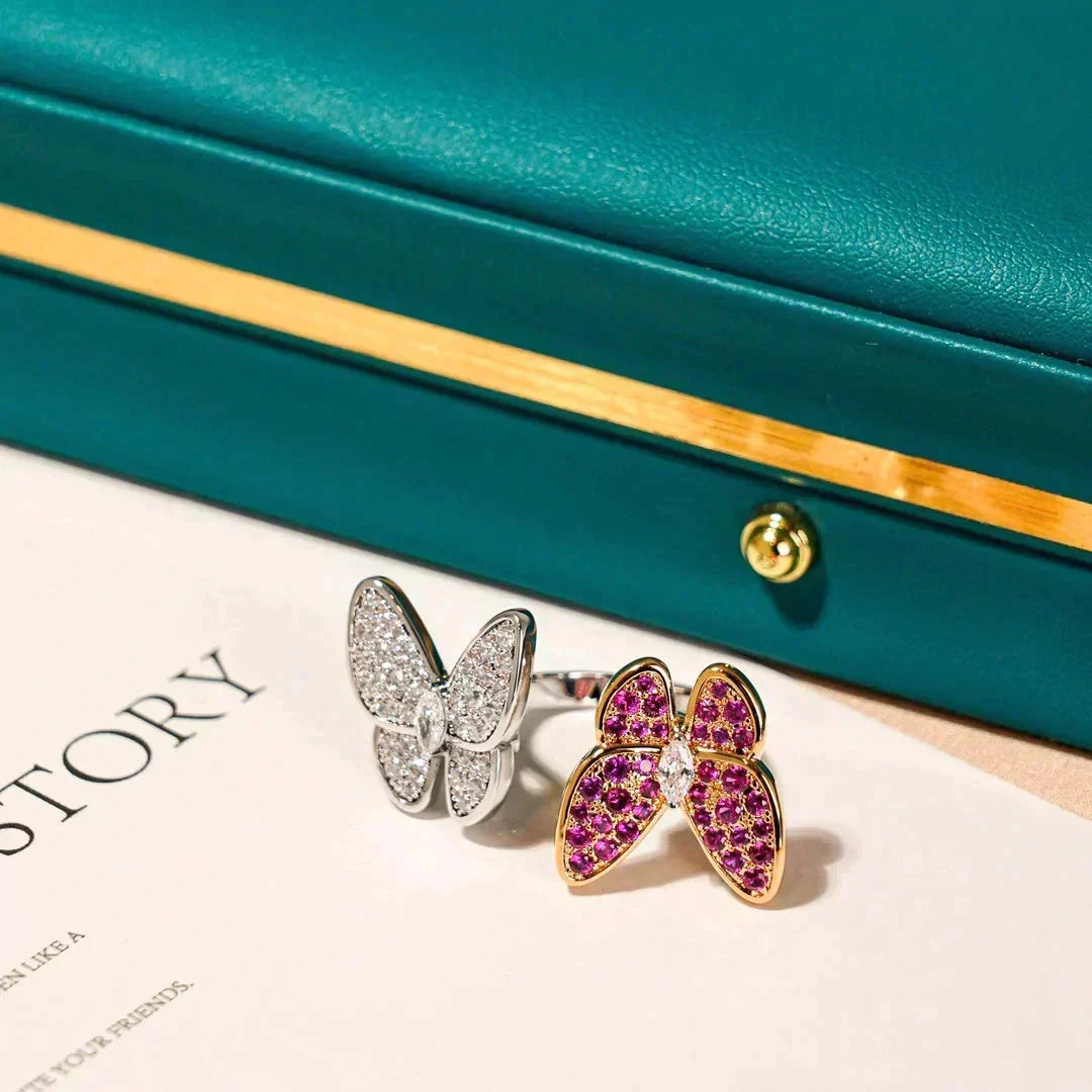 [Super CiCi ]TWIN BUTTERFLY DIAMOND RING