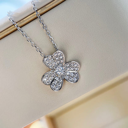 [Super CiCi ]CLOVER DIAMOND NECKLACE SILVER