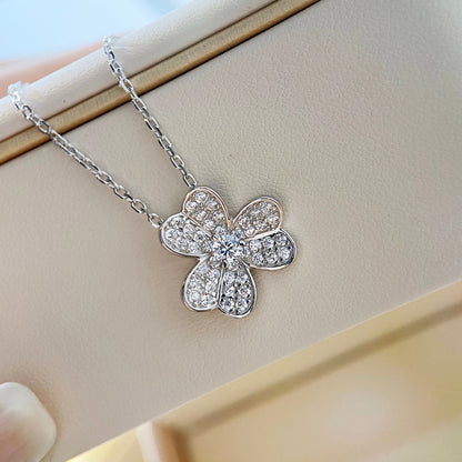 [Super CiCi ]CLOVER DIAMOND NECKLACE SILVER