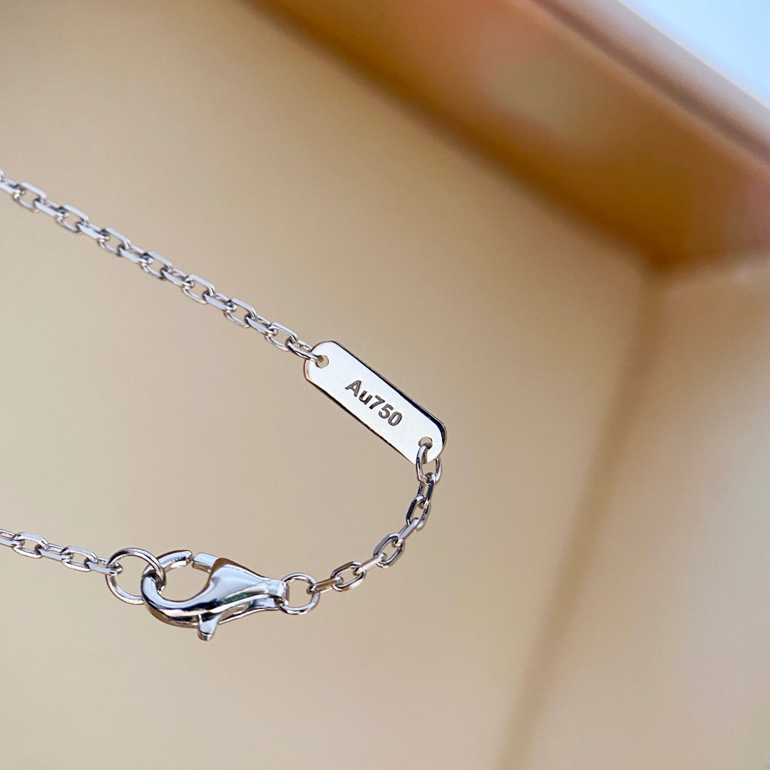 [Super CiCi ]CLOVER DIAMOND NECKLACE SILVER
