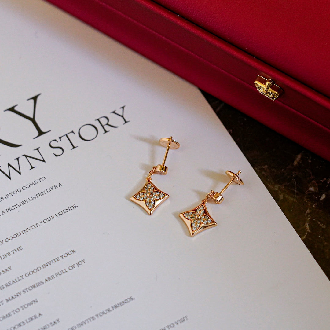 [Super CiCi ]STAR DIAMONDS EARRINGS GOLD