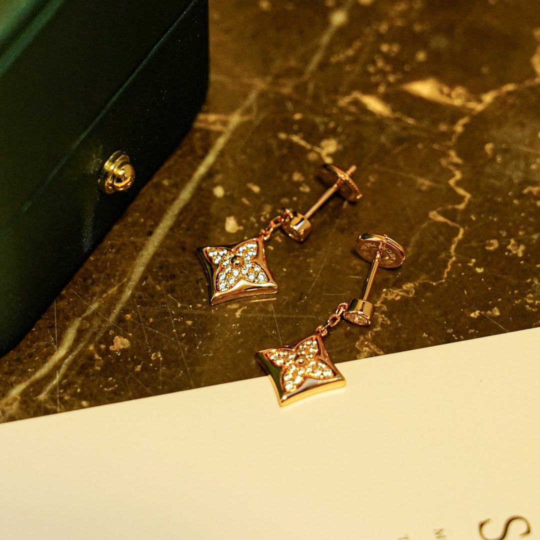 [Super CiCi ]STAR DIAMONDS EARRINGS GOLD