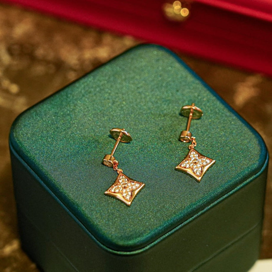 [Super CiCi ]STAR DIAMONDS EARRINGS GOLD