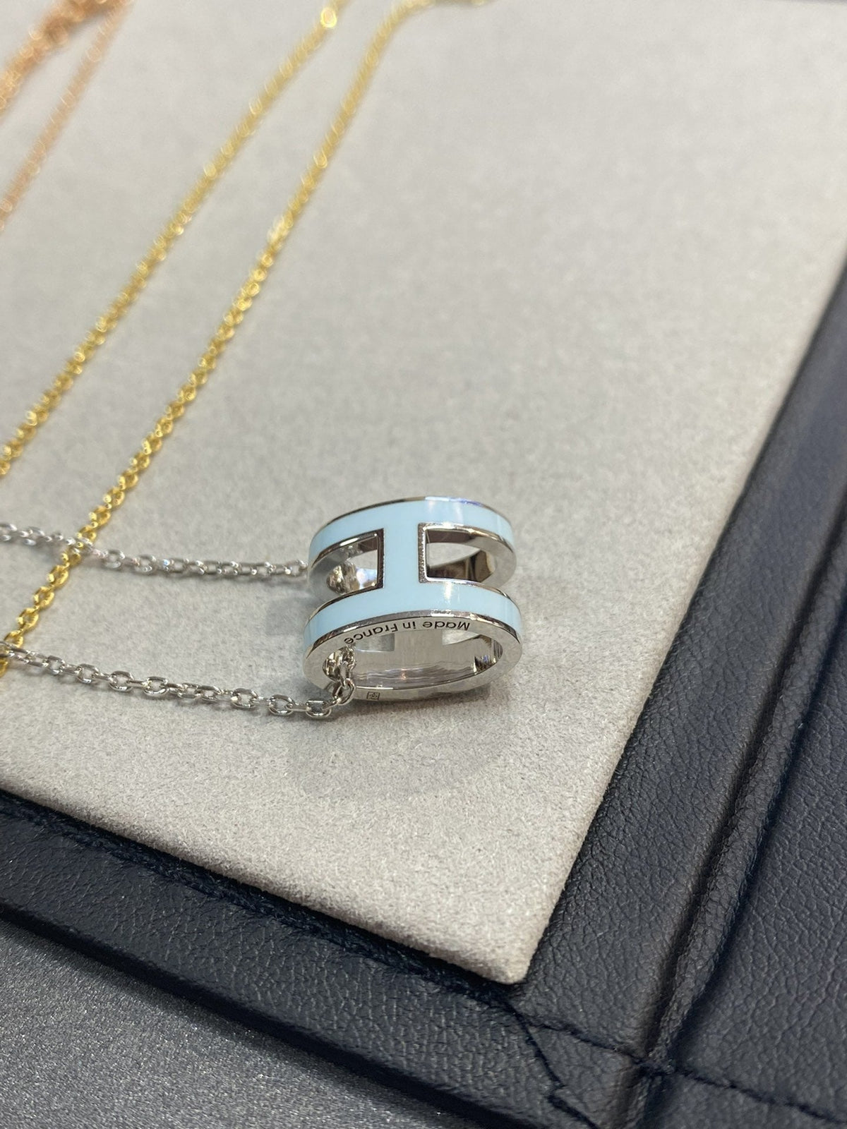 [Super CiCi ]POP H LIGHT BLUE NECKLACE