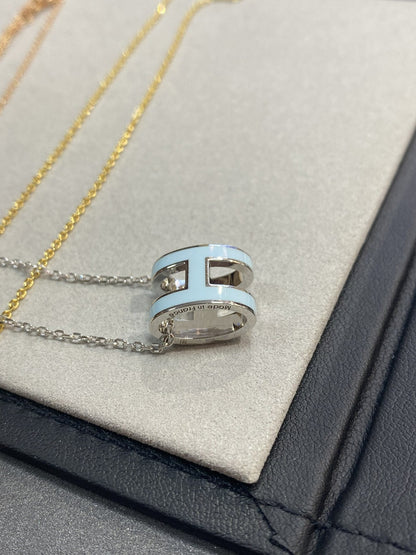 [Super CiCi ]POP H LIGHT BLUE NECKLACE