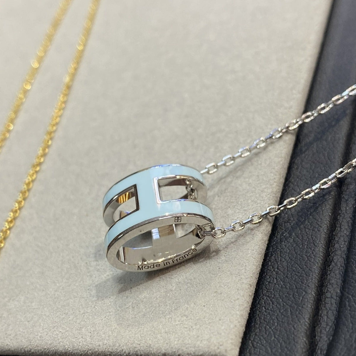 [Super CiCi ]POP H LIGHT BLUE NECKLACE