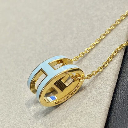[Super CiCi ]POP H LIGHT BLUE NECKLACE