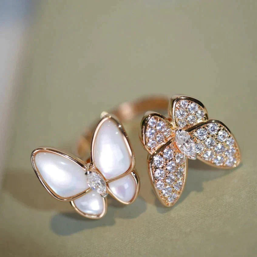 [Super CiCi ]TWIN BUTTERFLY DIAMOND MOP RING