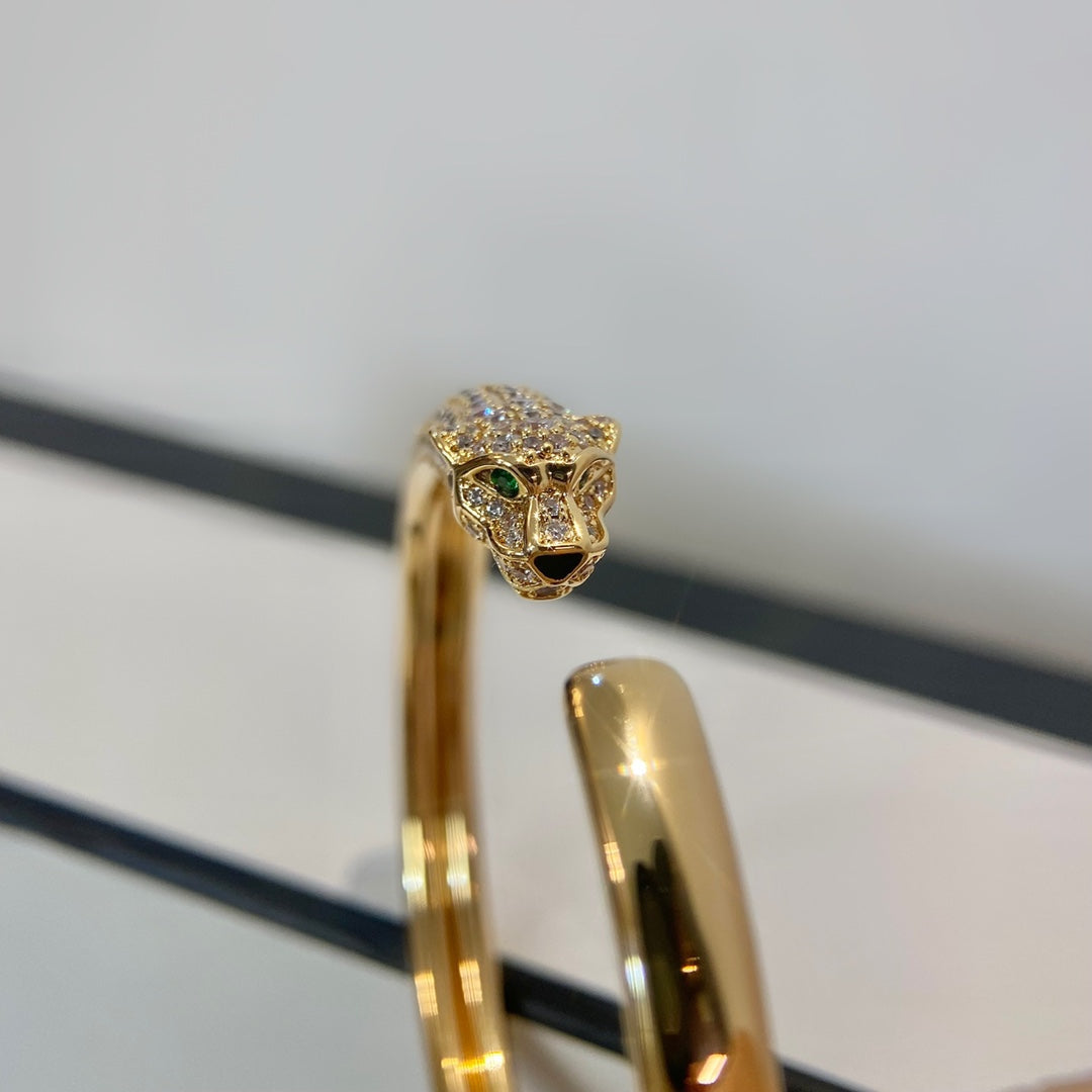 [Super CiCi ]PANTHERE GOLD DIAMOND OPEN BRACELET