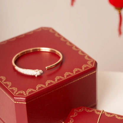 [Super CiCi ]PANTHERE ROSE GOLD DIAMOND OPEN BRACELET