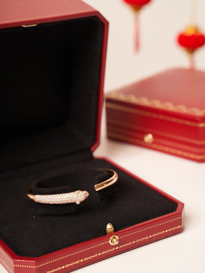 [Super CiCi ]PANTHERE ROSE GOLD DIAMOND OPEN BRACELET