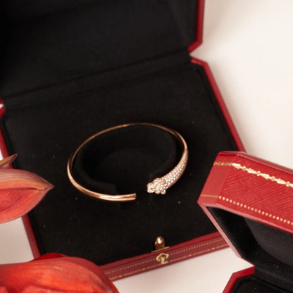 [Super CiCi ]PANTHERE ROSE GOLD DIAMOND OPEN BRACELET