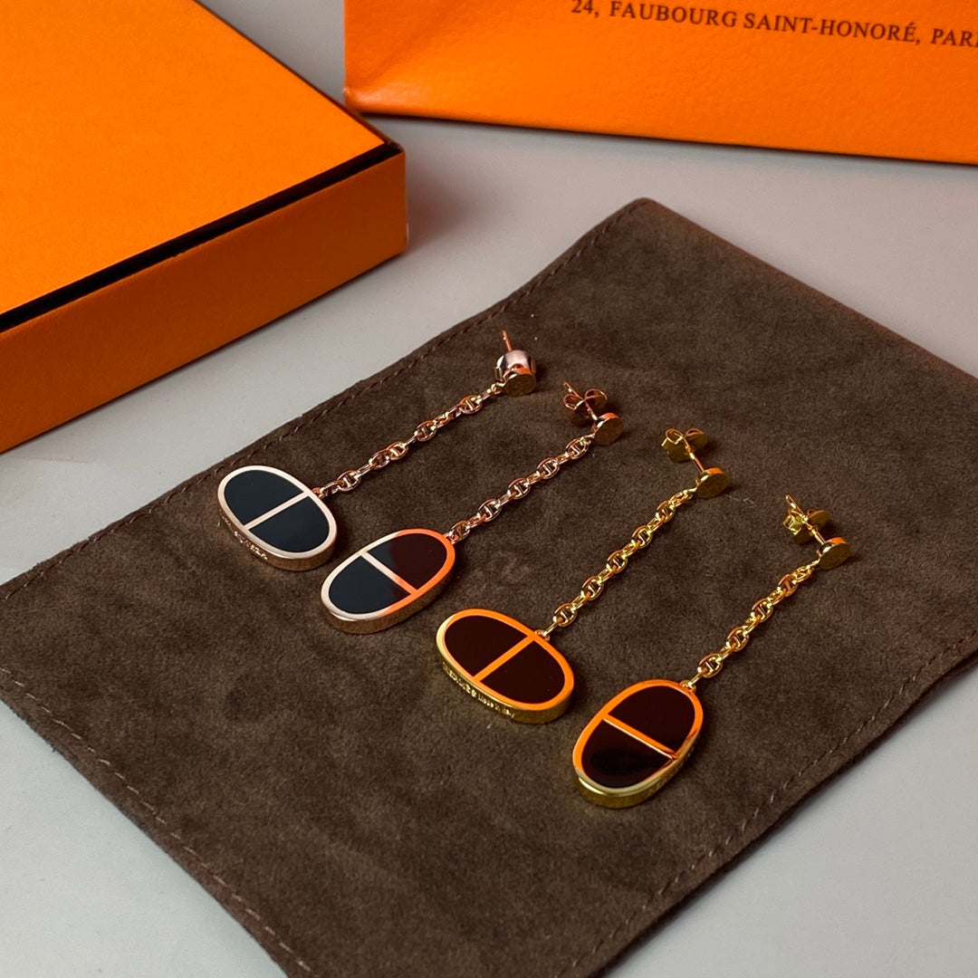 [Super CiCi ]CHAINE VERSO BLACK CERAMIC EARRINGS