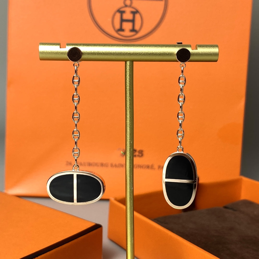 [Super CiCi ]CHAINE VERSO BLACK CERAMIC EARRINGS